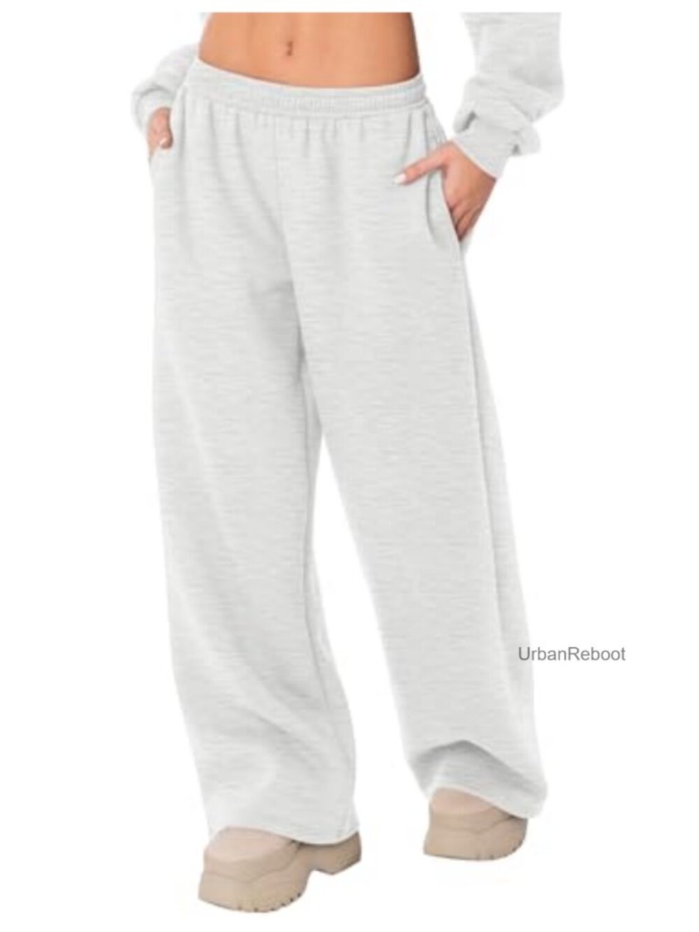 Wide Leg Sweatpants Women Fleece Joggers with Pockets Low Rise Lounge Pants